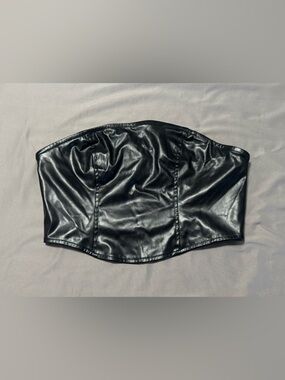 wild fable Black Faux Leather crop top